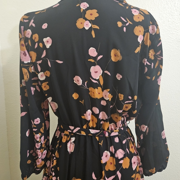 Nanette Lepore Black Dress with Pink and Orange Floral - Picture 5 of 11